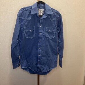 Panhandle Rough Stock Long Sleeve Shirt Blue Size Small